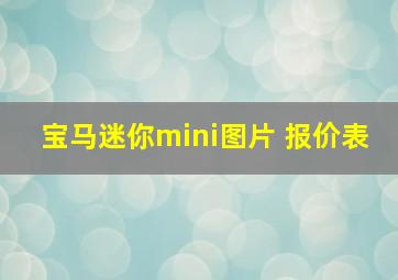 宝马迷你mini图片 报价表